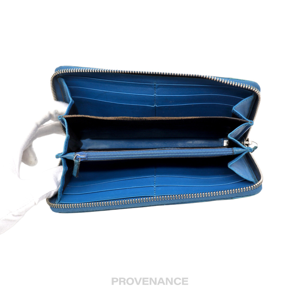 🔴 Gucci Long Zip Wallet - Blue MicroGuccissima Leather - Picture 6 of 8
